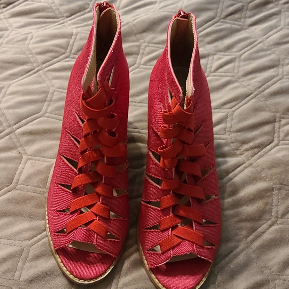 Red denim Billy Ella shoes